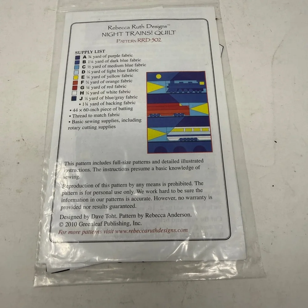 Rebecca Ruth Designs Baby Night Trains Quilt Pattern RRD 502 Rebecca Anderson